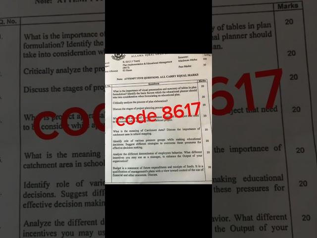 PAST PAPER 8617 SPRING 2022#viral #aiou #aiou_updates #pastpaper  #jhwconcepts