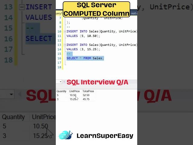 SQL Server COMPUTED Column | Calculated column in SQL Server