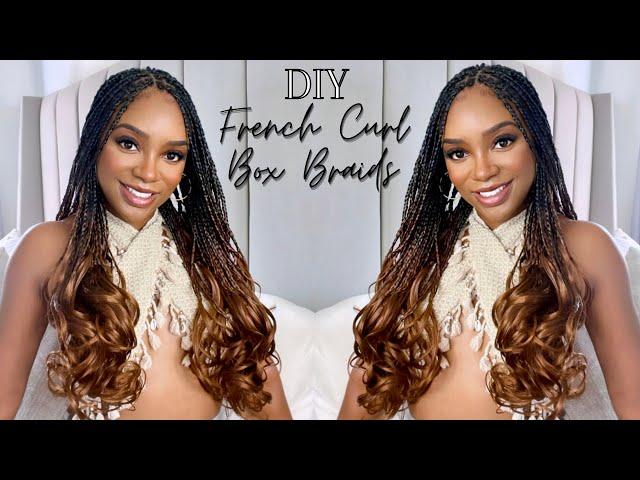 DOING MY OWN FRENCH CURL BOX BRAIDS | Chavi Allie