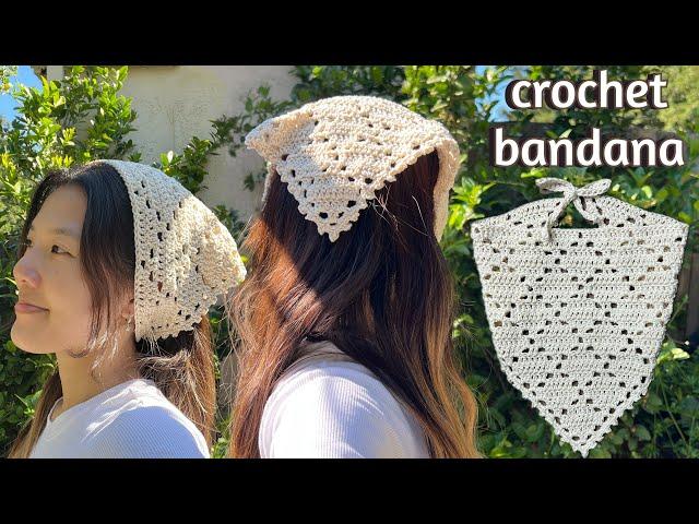 Crochet Bandana Tutorial | Diamond Lace Crochet Bandana