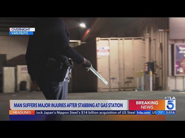 Man stabbed with sword-like weapon at Van Nuys gas station