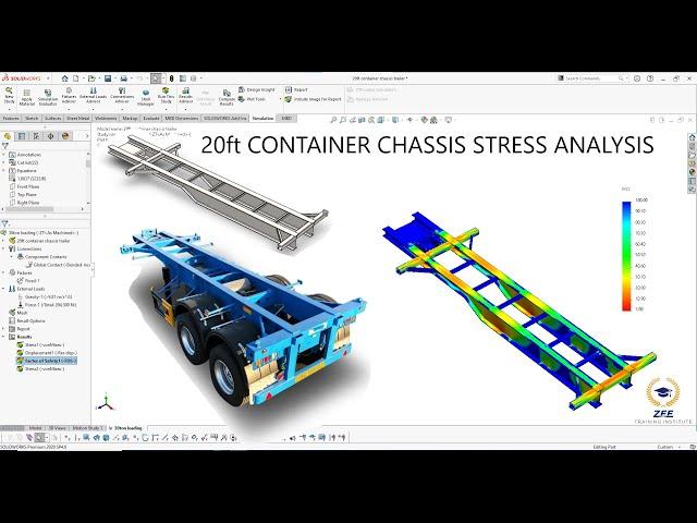 20ft CONTAINER CHASSIS TRAILER | MODELING | STRESS ANALYSIS IN SOLIDWORKS