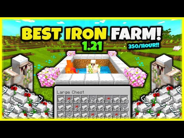 BEST IRON FARM EVER! (350 IRON/HOUR!) In Minecraft Bedrock 1.21