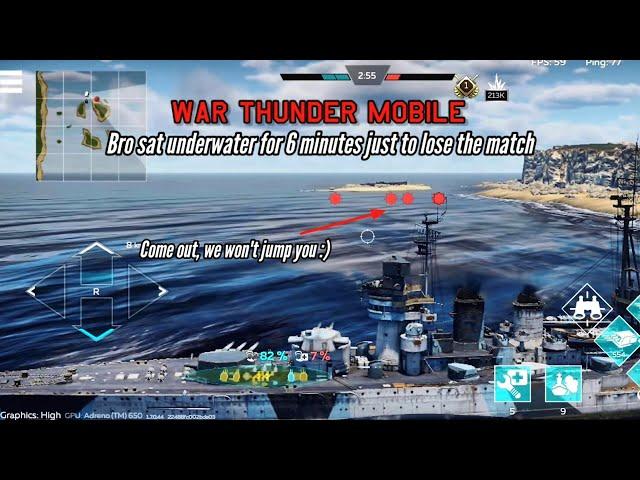 Novorossiysk: Bro sat underwater for 6 minutes just to lose - War Thunder Mobile