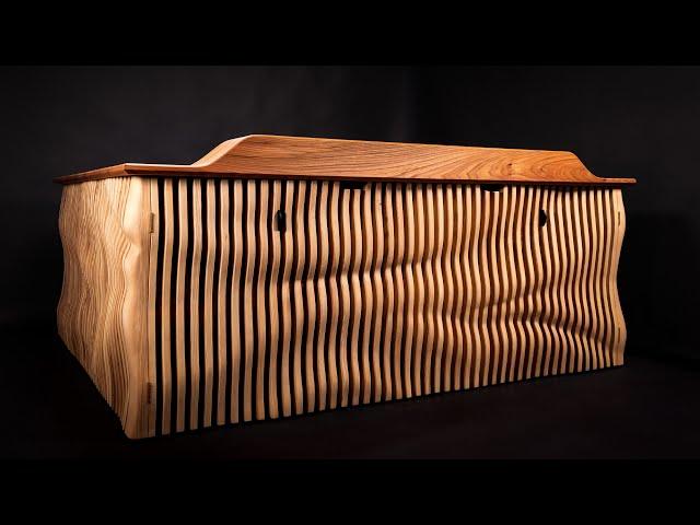 Making A Bespoke Hand Carved Elm Desk | Parametric Wave With Hidden Storage!