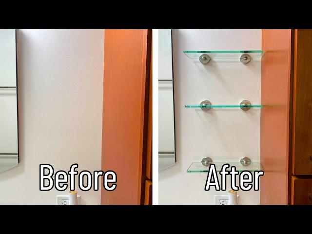 I Installed Bathroom Glass Shelves - DIY Retirement Vlog #4