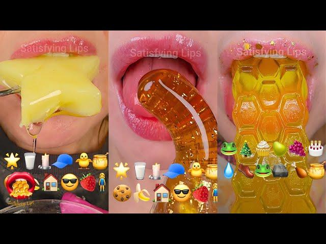 Emoji Food Challenge ASMR Satisfying WAX CANDY FONDANT JELLY Mukbang 먹방