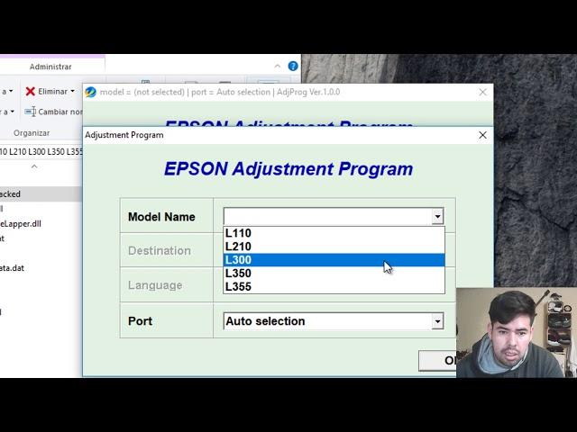 Epson Reset L110 L130 L200 L210 L220 L300 L310 L350 L355 L360 L365 L800 Contraseña(F500.)