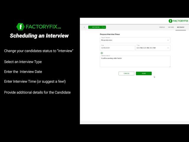 How to schedule an interview with Factory Fix | process of scheduling an interview (FactoryFix.com)