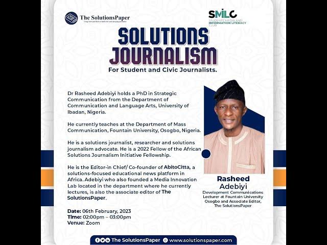 Solutions Journalism Training for Students and Civic Journalists