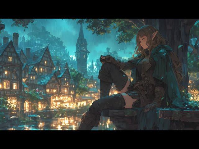 Relaxing Medieval Music with Rain Sounds - Bard/Tavern Ambience, Celtic Music, Fantasy Medieval City