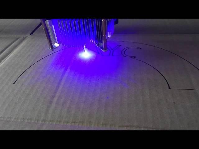 TIME LAPSE of DIY Laser cutter 445nm 2.4A laser. Test run