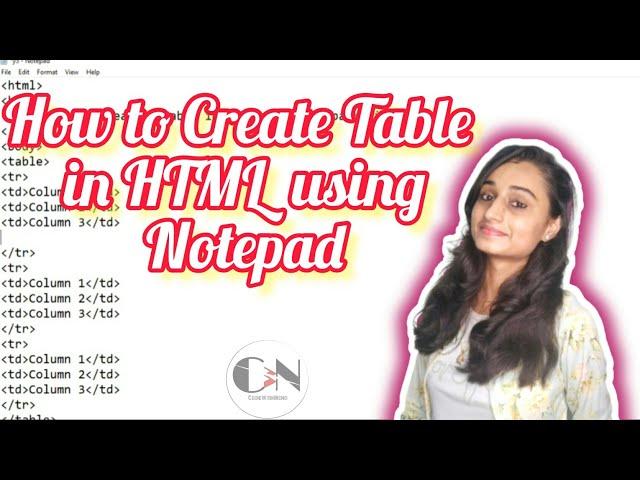 How to create table in HTML using NOTEPAD || Code With Neha