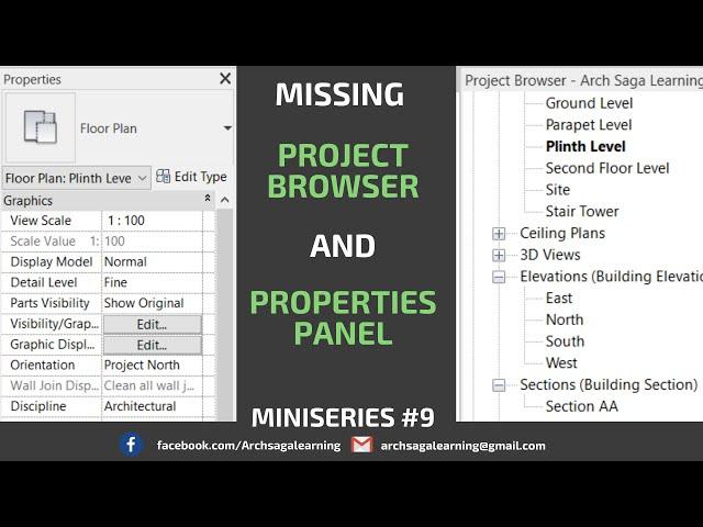 Project Browser and Properties Panel Missing / Gone | Revit Tutorial in English | Mini-Series #9