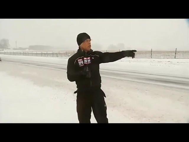 Philadelphia reporter hit by snow from plow on live TV