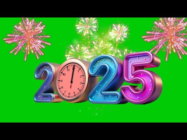 New year 2025 countdown Green Screen Fireworks Celebration effect HD