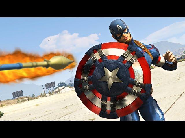 CAPTAIN AMERICA'S SHIELD vs ROCKETS!! (GTA 5 Mods)