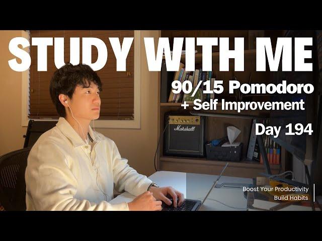 3h Study with Me | Pomodoro 90/15 + Self Improvement Breaks