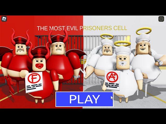 DEVIL FAMILY BARRY Vs ANGEL FAMILY in BARRY'S PRISON RUN! New Scary Obby (#Roblox)