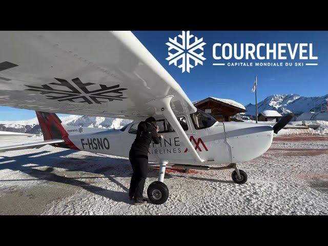 4K - Cockpit view - Over the french Alps, Courchevel Airport / Take off / landing 3 vallées