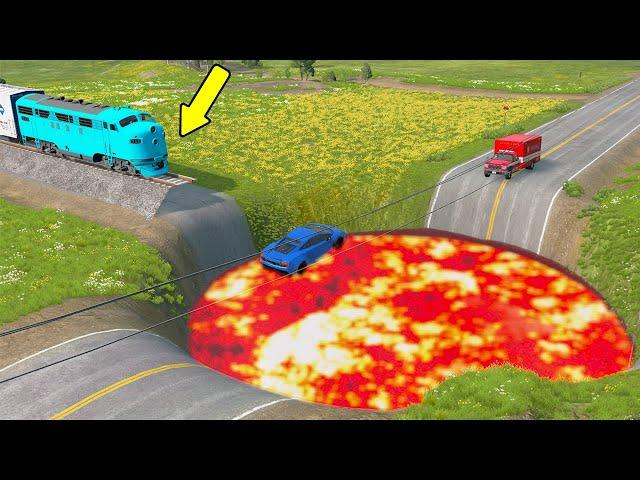 Cars vs Giant Crater  BeamNG.Drive