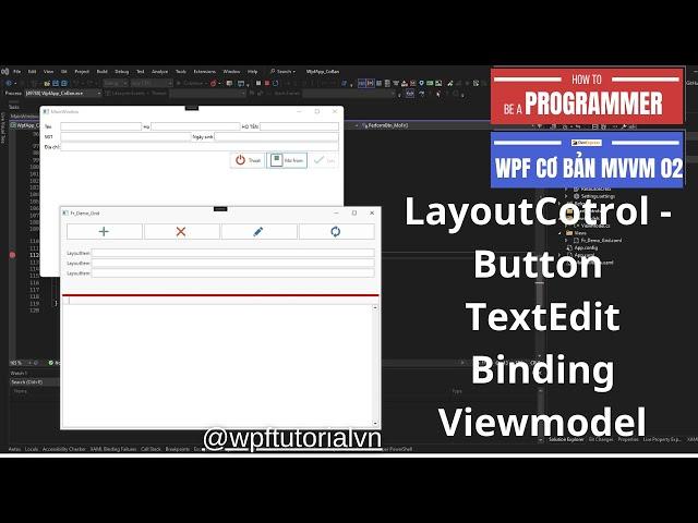 Basic 02 - WPF DevExpress MVVM Controls - SimpleButton Binding Viewmodel - AutoCreate