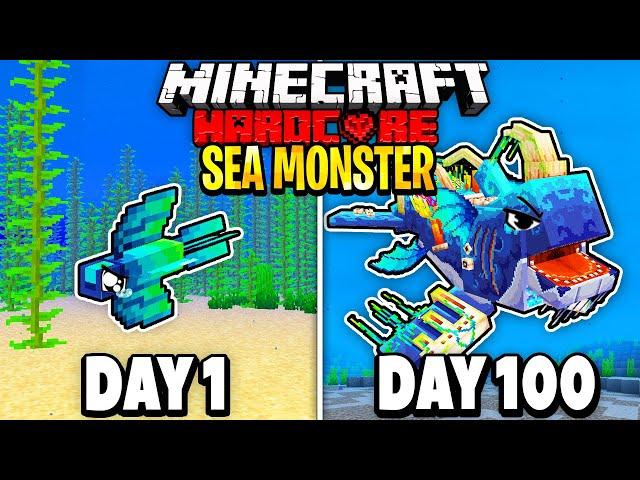 I Survived 100 Days as a SEA MONSTER on Hardcore Minecraft.. Here's What Happened