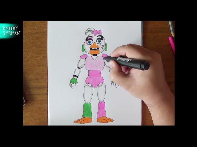 How to draw Glamrock Chica, FNAF, Как нарисовать Глэмрок Чику, ФНАФ