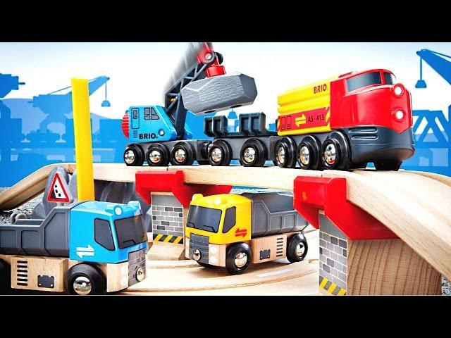 Cartoon cars toys BRIO for the children. Railway