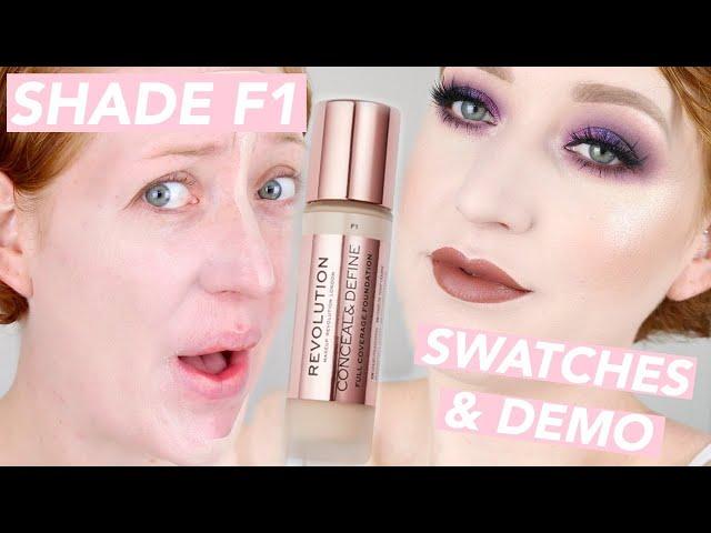 AMAZING COVERAGE! Makeup Revolution Conceal & Define Foundation Review F1 |Swatches & Demo Fair Skin