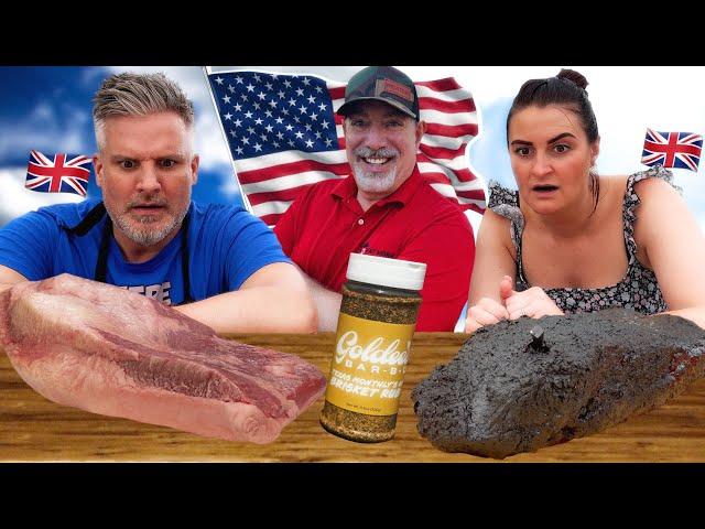 BBQ Pit Master Teaches Brits how to BBQ USA BRISKET (ft @BehindTheFoodTV )