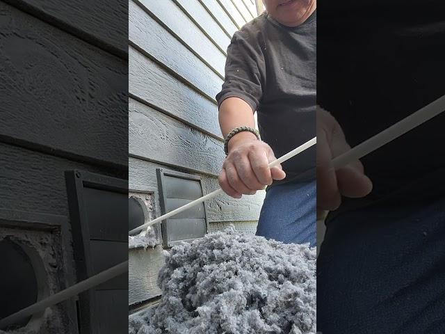 a clogged dryer vent. demonstration of Cleaning from Start to Finish