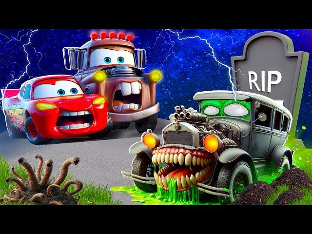 Big & Small:McQueen and Mater VS Big Loader ZOMBIE slime Nightmare Zombie Apocalypse in BeamNG.drive