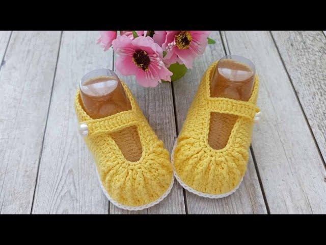 Пинетки-туфельки для девочки вязаные крючком/crochet booties/Stiefeletten häkeln