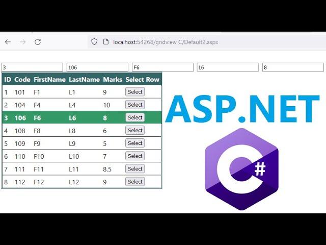 ASP. NET(C#): load data from database into Gridview and get vaules selected row in textboxes.