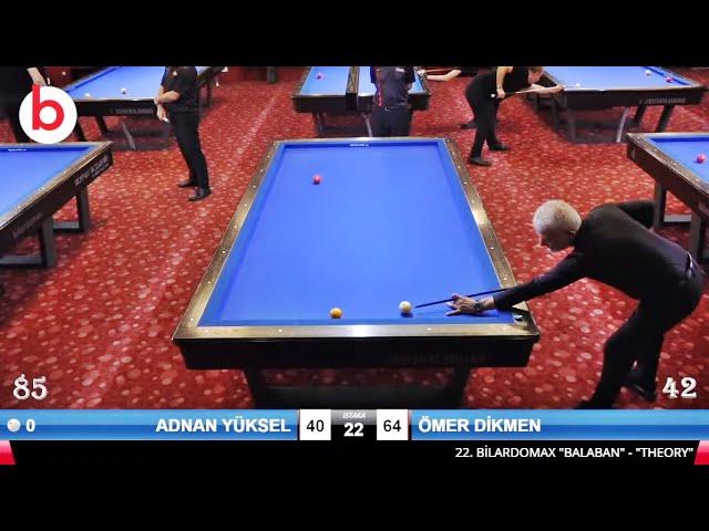 ADNAN YÜKSEL vs ÖMER DİKMEN | 22.BİLARDOMAX BALABAN-THEORY HANDICAP 3 Cushion Billiards LEAGUE