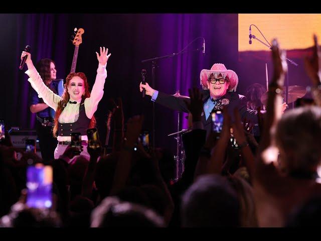 2025 Best New Artist Grammy winner Chappell Roan performs with Sir Elton John at EJAF Oscar party