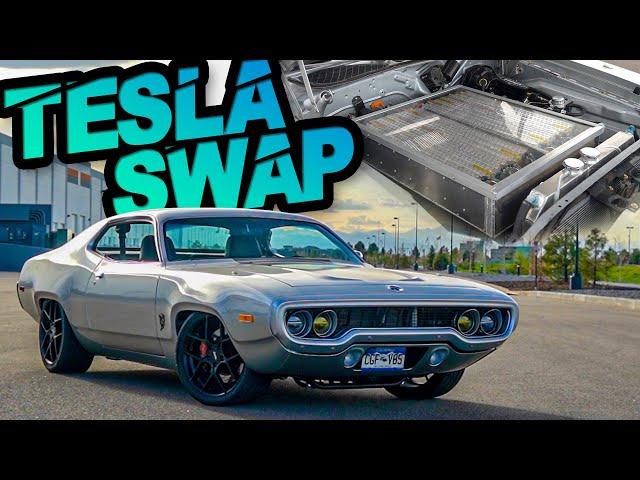 Tesla Swap Plymouth SURPRISES 700HP Turbo Dodge Dart! (He Built his Own EV Muscle Car)