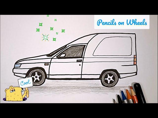 Как нарисовать машину Пикап Богдан 2310 Рисунок авто просто How to Draw Car Simple Auto Drawing