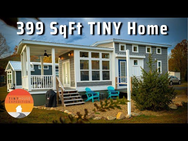 Cozy yet Spacious! Park Model Tiny House with Downstairs Bedroom