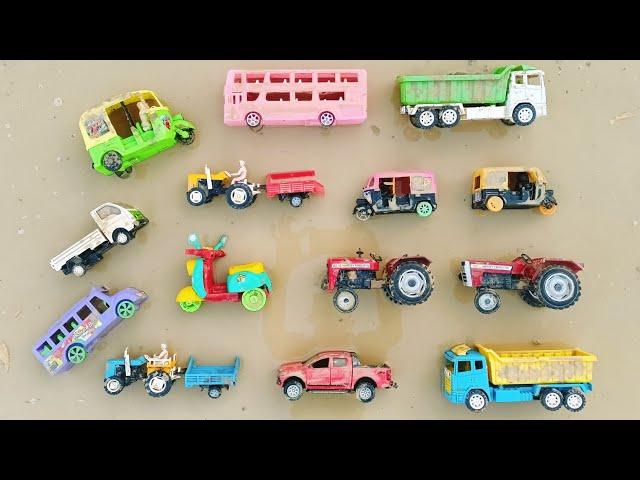 Pulling Out Mini And Big Toys Stuck In The Sand From JCB & Tractor | Truck | Car | Bus | Parth Kids