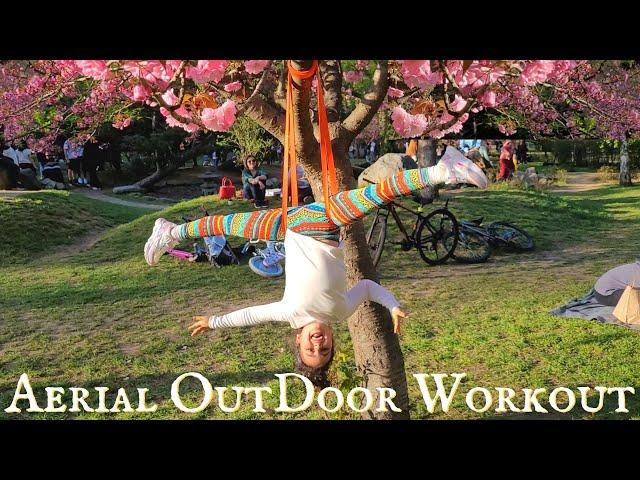 Pole Dance & Aerial Outdoor Workout with Flexible Little Girl