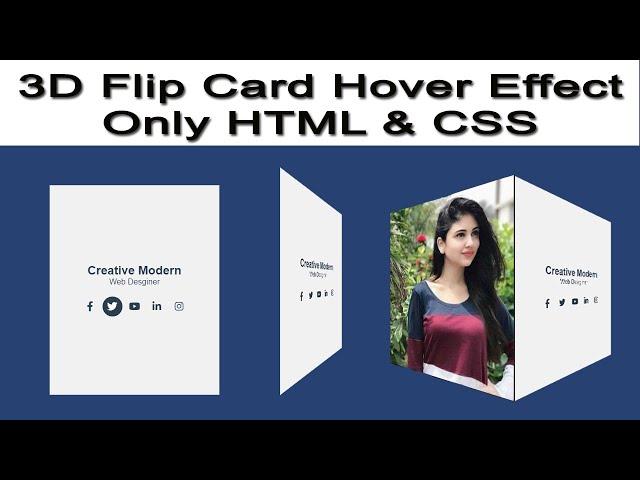 3d Flip Card Effect on Hover using only HTML CSS | CSS Hover Animation Tutorial