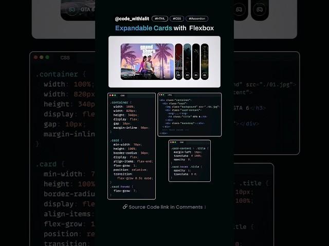 Expandable Cards with Flexbox using CSS & HTML‍ #coding #programming #csstricks #html #javascript