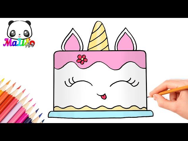 Как нарисовать торт Единорог легко | Простые рисунки для срисовки ТОРТИК How to draw a cake unicorn