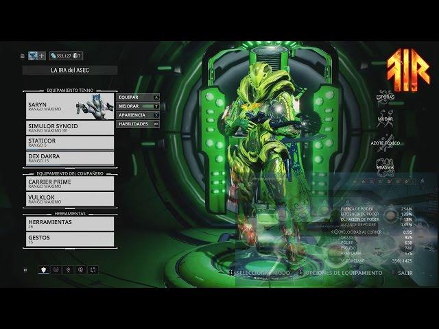 WARFRAME   CONFIGURACION O BUILD DE LA SARYNN PARA XBOX ONE, PS4, PC