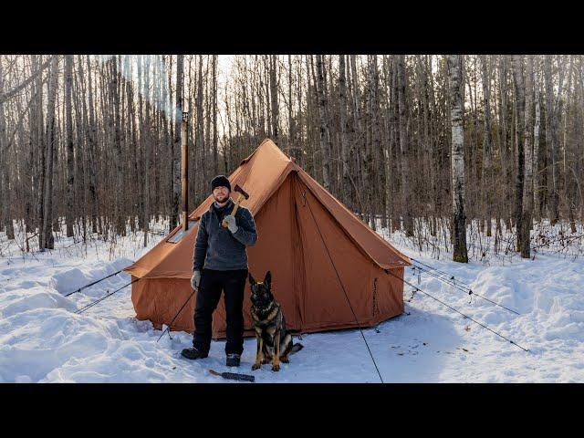 3 Days Hot Tent Camping With My Dog In White Duck Bell Tent