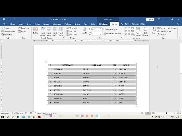 How to Sort Data in Microsoft Word Tables | Zimist Coded