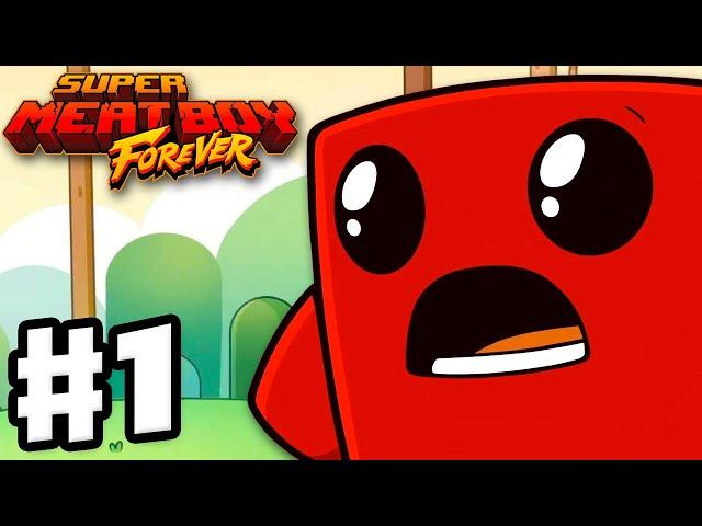 Super Meat Boy Forever - Gameplay Walkthrough Part 1 - Chipper Grove! (Light World)