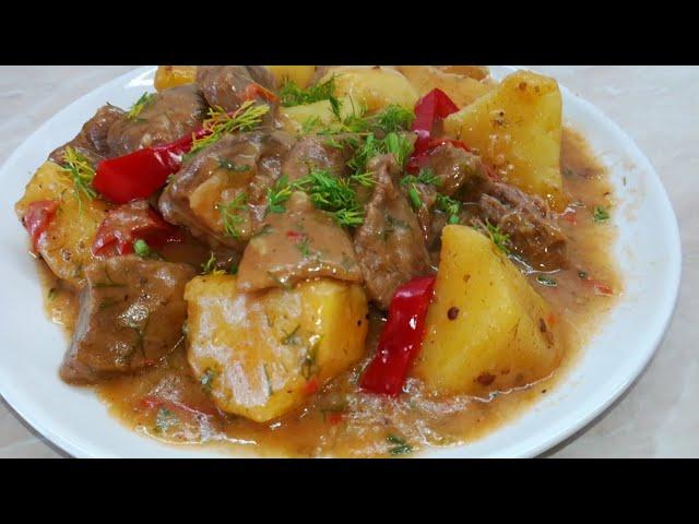 Delicious and hearty dinner / / Hungarian goulash /Uzbek cuisine